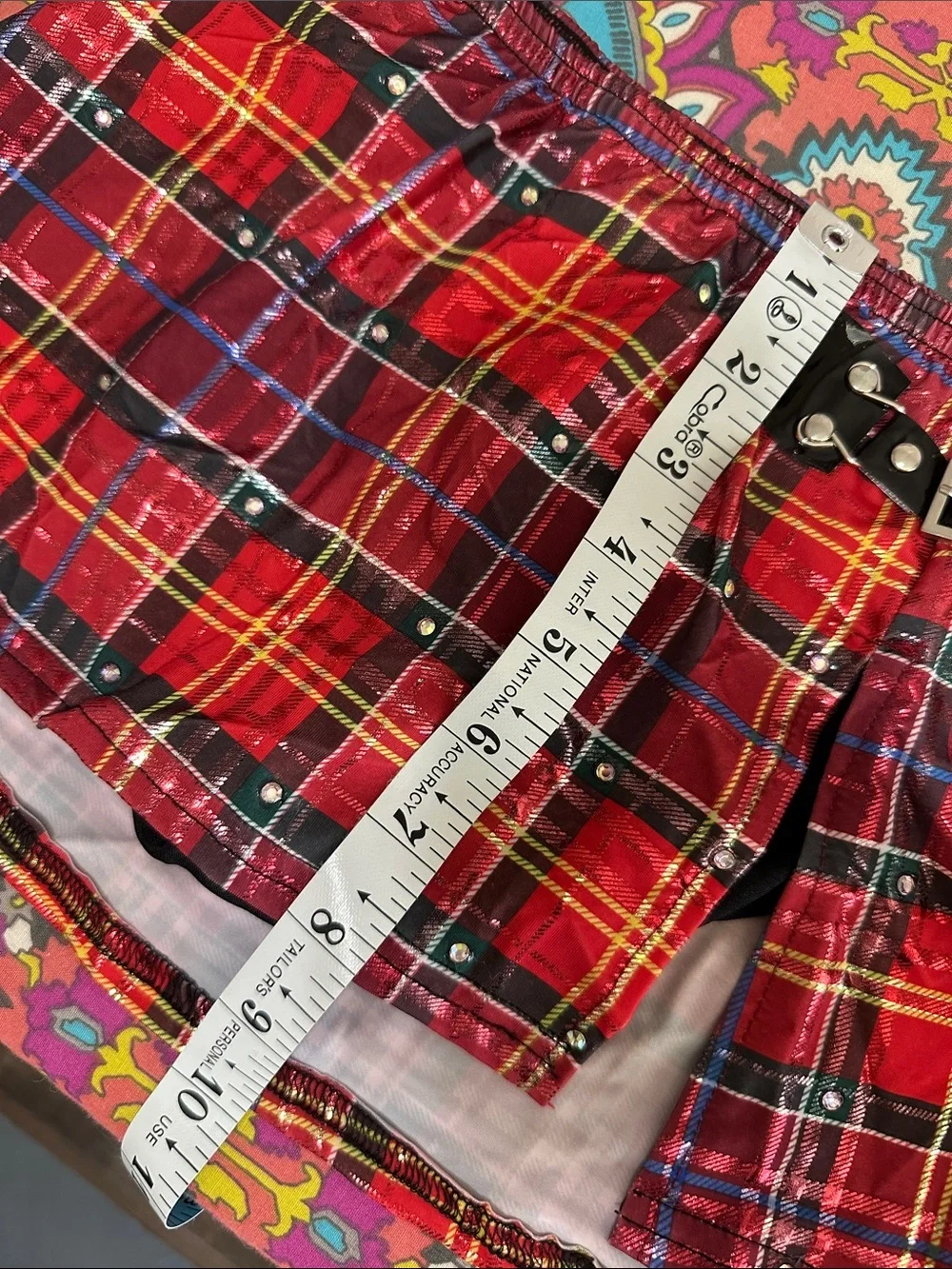 Competition Dance 2-Piece Black/Red Tartan Plaid Dance Costume Youth Large (YL)